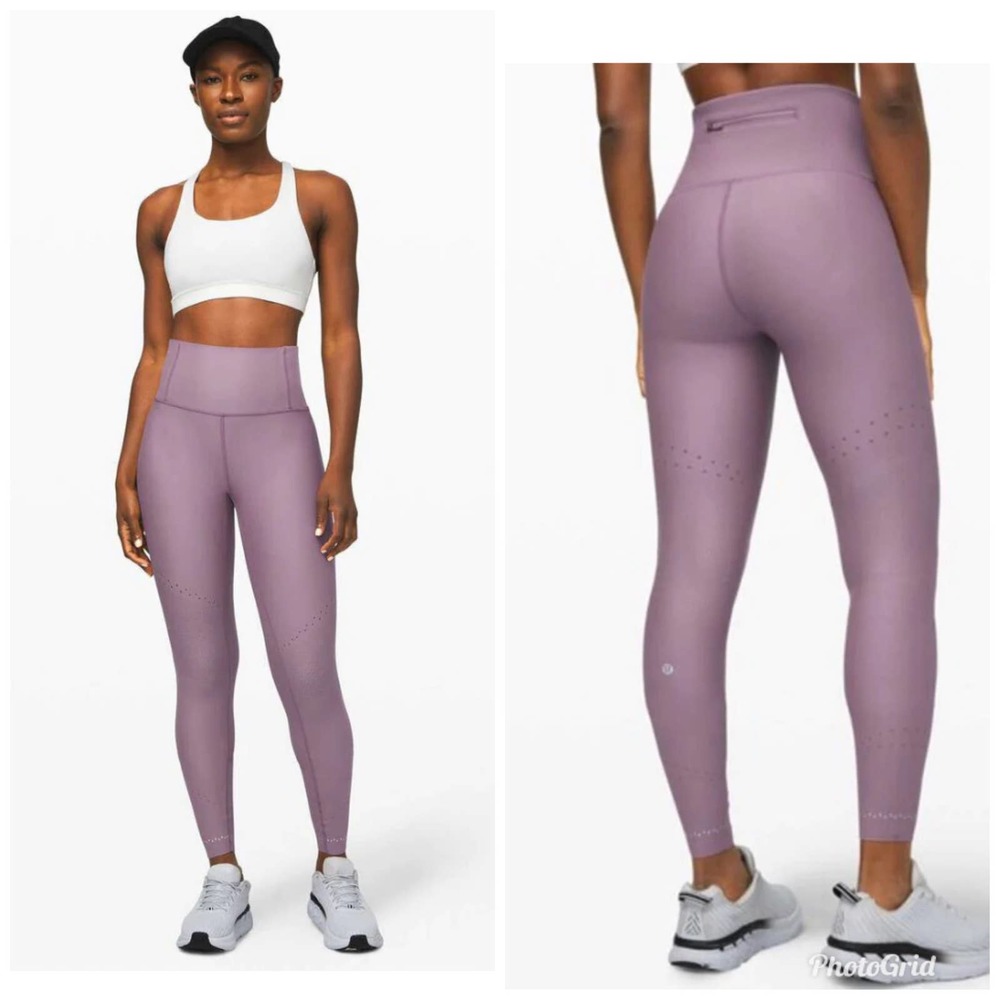 RARE Lululemon In Focus Run Tights Leggings Frosted Mulberry Size 8